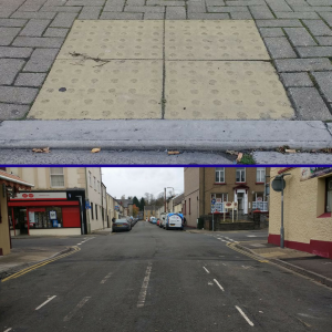 Accessible dropped kerbs used to allow people with disabilities to cross safely 
