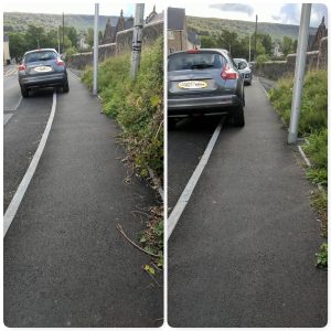 Examples of inconsiderate parking in Depot Road, Aberdare