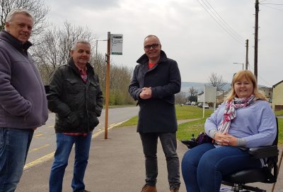 Mr and Mrs Gregory accompanied by Cllr Graham Thomas (centre left) and Simon Pritchard (centre right).