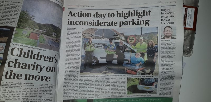 An article in the Cynon Valley Leader on our Considerate Parking Campaign